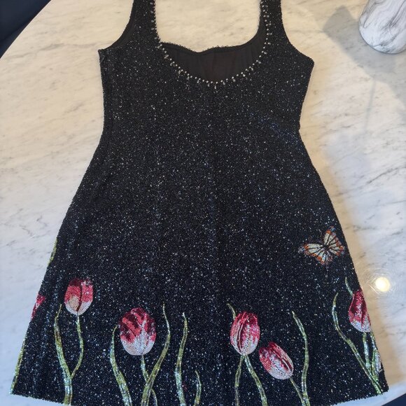 Clio Peppiatt: Tulip bead-embellished stretch-tulle mini dress - Picture 6 of 6